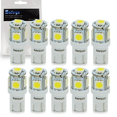 Immagine di Safego 10 x T10 Auto LAMPADINE W5W bianche 194 168 cuneo Tipo 5 SMD 5050 bianco LED luci dell&#039;automobile Bulb 12V diretto Replacment e Reverse RV per Interni Segnale, Cupola, Tronco, cruscotto