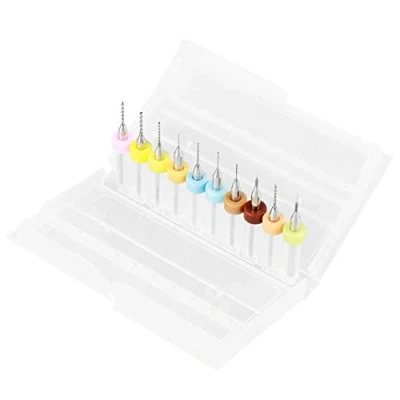 Immagine di punte da trapano, 10 pezzi Set di trapano in carburo tungsteno 0,1, 0,2, 0,3, 0,4, 0,5, 0,6, 0,7, 0,8, 0,9, 1,0 mm per circuito stampato PCB
