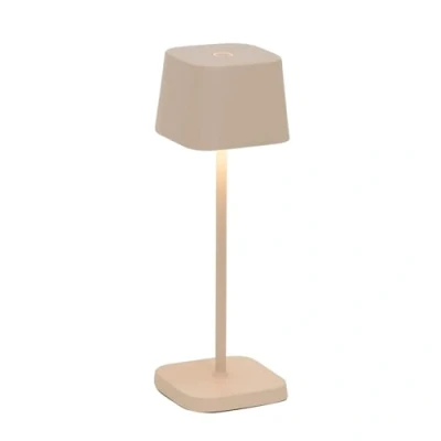 Immagine di Zafferano, Lampada Ofelia Micro, da Tavolo Ricaricabile e Senza Fili con Controllo Touch, Adatta per Salotto ed Esterni, Dimmer, 2200 3000 K, Altezza 20 cm, Colore Sabbia