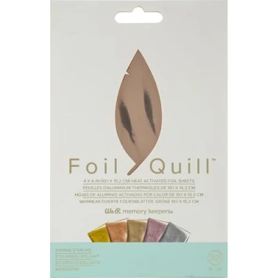Immagine di We R Memory Keepers Foil Quill 4 x 6 inch Sheets Set di 30 Fogli in 5 Colori, 10 15 cm, con Penna per Creare Decorazioni Brillanti e Disegni, Shining Starling, One, Carta
