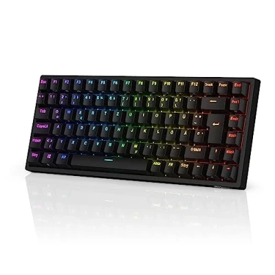 Immagine di RK ROYAL KLUDGE RK84 DE 75% tastiera da gioco, 85 tasti TKL, Bluetooth meccanico, interruttore rosso, retroilluminazione RGB, 2,4 GHz per Mac e Windows, nero
