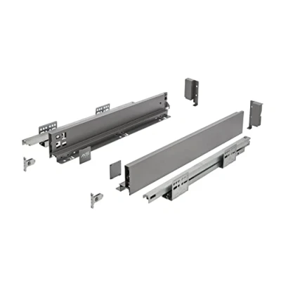 Immagine di GTV Guide per cassetti AXIS Pro, estraibili con estrazione, colore antracite, portata fino a 40 kg, sistema push to open, accesso libero, larghezza: 450 mm, altezza: 69 mm