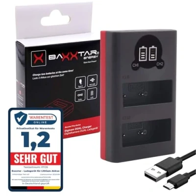 Immagine di Baxxtar Mini Caricatore 18882 Compatibile con batteria Fujifilm NP W235 per GFX100S X H2 H2S S20 T4 T5 DUAL USB LCD Alimentazione tramite C o micro