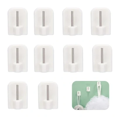 Immagine di CCLKHY 10 Ganci Decorativi per Finestra, Bianco Autoadesiva Plastica Ganci, Semplice Senza Cuciture Supporto Cchette Tendine, Autoadesivi Trapano, Uso Domestico