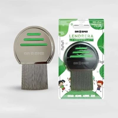 Immagine di pettine antipidocchi DADOMO con guida digitale, e anti lendini, denti microscanalati punte arrotondate, per pidocchi, facile da pulire, in acciaio inox.