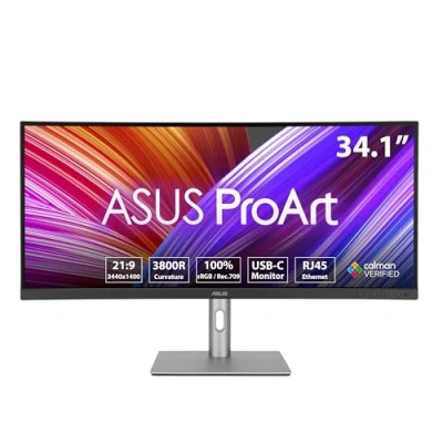 Immagine di Asus ProArt PA34VCNV Monitor ERP E (A G) 86.6 cm (34.1 pollici) 3440 x 1440 Pixel 21:9 5 ms HDMI ™, Presa cuffie, DisplayPort, USB A, C® IPS LCD