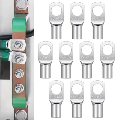 Immagine di 10 Capicorda elettrici M16 8 mm²,Capicorda Tubolare SC non isolati,Capicorda a crimpare per cavo batteria automotive