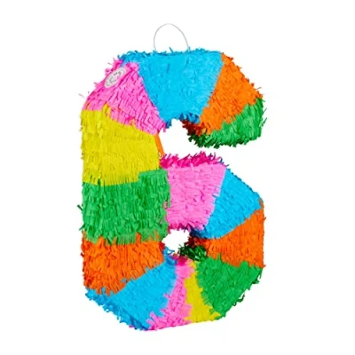 Immagine di Relaxdays Pignatta per Feste di Compleanno, Numero 6, da Appendere, Bambini e Adulti, Riempire, Colore Colorata, 10025189_908