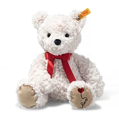 Immagine di Steiff peluche Jimmy Orsacchiotto Love, simpatico con occhi in plastica, per bambini, ragazzi e ragazze, Soft Cuddly Friends, 30 cm, bianco, 113833