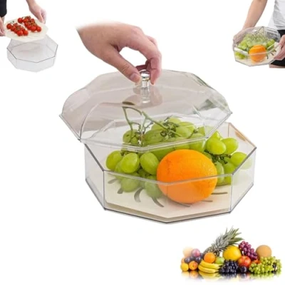 Immagine di Porta Frutta Con Coperchio,cesto Di Verdura,portafrutta Coperchio,scatola Per E Verdura,contenitori Plastica Coperchio Cucina,contenitori Riutilizzabili Verdura
