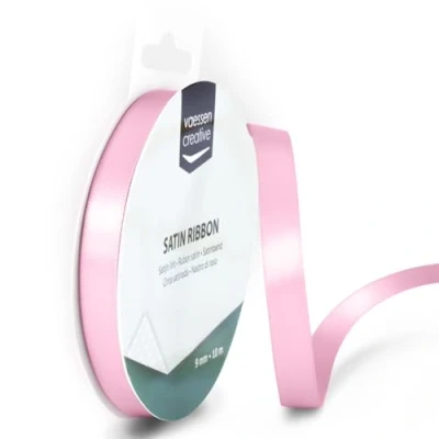 Immagine di Vaessen Creative Ribbon Lyon Wired Nastro di Raso, Rosa (Chiaro), 9 mm x 10 m