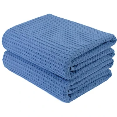 Immagine di Polyte telo bagno in microfibra tessuto a nido d&#039;ape blu oversize 76,2 x 152,4cm 2 pezzi