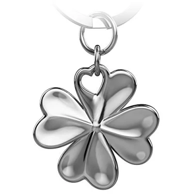 Immagine di FABACH, portachiavi portafortuna a forma di quadrifoglio Shamrock Buon successo esame buona fortuna Operation, argento (Argento),FB_Kleeblatt_SI