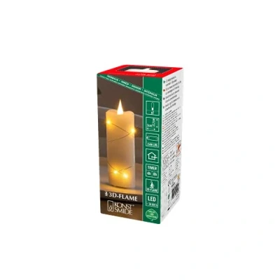 Immagine di Konstsmide Candele a batteria senza fiamma sottili / 3D Living Light/funzionamento tremolante mobile/vera cera d&#039;avorio/micro luci fatate, funzione timer 4 o 8 ore, 17,8 x 5 cm