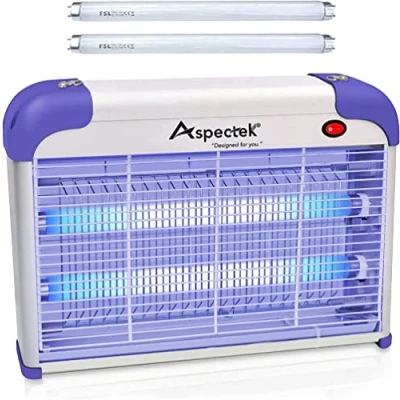 Immagine di ASPECTEK Lampada Antizanzare 20 Watt Potente luce per insetti 2800V Grid 20W Include 2 lampadine UVA di ricambio