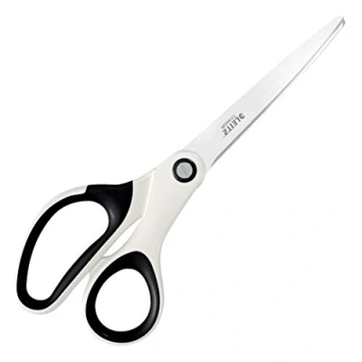 Immagine di Leitz Forbici in Titanio Utilizzabili con Mano Destra e Sinistra (Ambidestre), 20.5 x 8 1.7 cm, Cancelleria per Ufficio, Impugnature Ergonomiche, Gamma WOW, Bianco Metallizzato