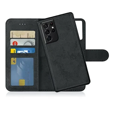 Immagine di MyGadget Cover per Samsung Galaxy S21 Ultra Custodia Libretto Magnetica Portafoglio Flip Wallet Case Porta Carte in Similpelle PU Removibile Nero