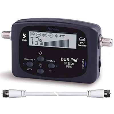 Immagine di DUR Line® SF 24XX Misuratore satellitare per la regolazione precisa dell&#039;antenna digitale, con elevata sensibilità in ingresso, cavo F e istruzioni lingua tedesca