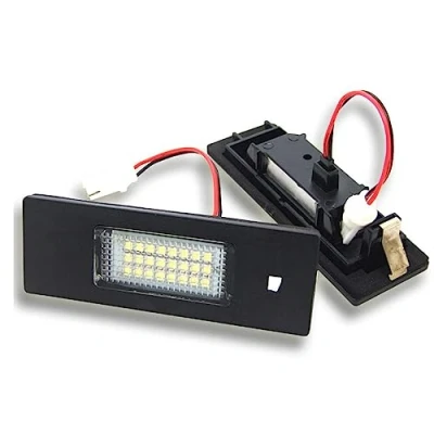 Immagine di VIGORFLYRUN PARTS LTD 2pcs Luci Targa a LED Luce Lampada Posteriore 24LED SMD 6000k Xeno Bianco Canbus Error Free per E81 E87 E63 E64 E89 Z4 F20 F21 DXY88
