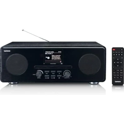 Immagine di Lenco DIR 260 Internet Radio con W LAN digitale Bluetooth e Wi Fi DAB+/FM Lettore CD AUX Funzione sveglia Controllo App via Undok 2 x 10 Watt RMS Nero