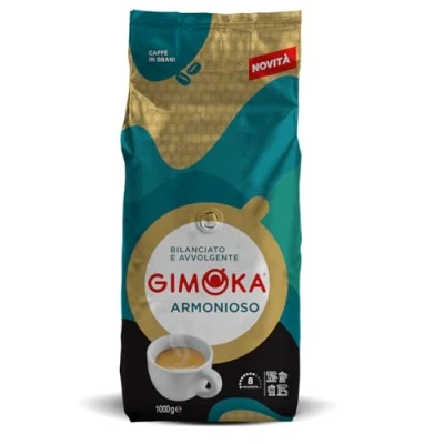 Immagine di Gimoka, Miscela Armonioso, Intensità 8/13, Confezione da 1 Kg, Caffè in grani, Bilanciato e Avvolgente, Note di Cioccolato Caramello