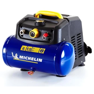 Immagine di Michelin Compressore d&#039;Aria Portatile MBL6, Aria Oil Free da 6 Litri, Manometro Integrato, Pressione Massima 8 Bar, Potenza 1.5 CV