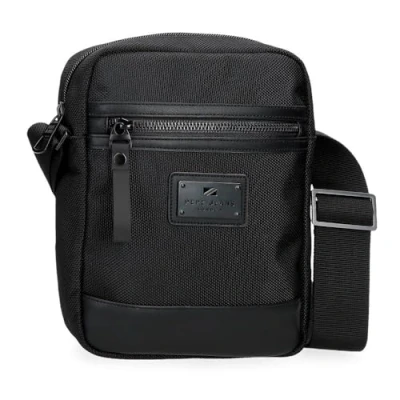 Immagine di Pepe Jeans Blackmore Borsa a Tracolla media nera 17 x 22 6 cm Poliestere con dettagli in pelle sintetica 2,24 L by Joumma Bags, Nero, Taglia unica,