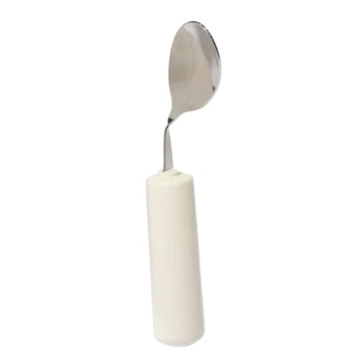 Immagine di Homecraft Queens Cutlery, Left Handed Spoon, Angled (Eligible for VAT relief in the UK) Stainless Steel Adaptive Dining Utensil Elderly, Disabled, Handicapped, Large Built Up Handle Good Grip