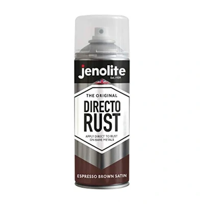 Immagine di JENOLITE Directorust Vernice Satinata ESPRESSO MARRONE spray multisuperficie Per l&#039;uso su aperture in legno, metallo, plaspa, ceramiche e arrugginite 400 ml (RAL 8017)