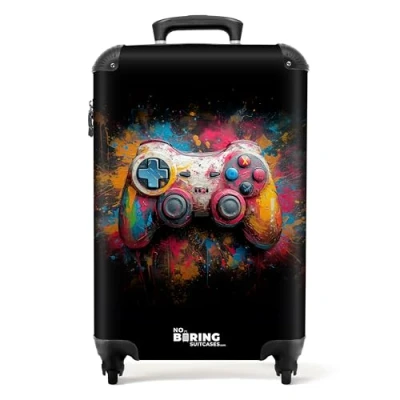 Immagine di NoBoringSuitcases.com Valigia Bagaglio a Mano, Valigia, Trolley, Trolley Cabin Go, 10 kg, Mano 55x40x20 cm (Controller Multicolore)