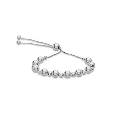 Immagine di Tuscany Silver Bracciale Regolabile da Donna in Argento Sterling Sfere di 4mm e 6mm 10cm 23cm