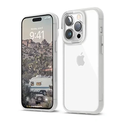 Immagine di elago Cover Trasparente Dual Compatibile con iPhone 14 Pro Custodia Case (6.1&quot;), PC + TPU Tecnologia Ibrida, Anti Ingiallimento, Cristallina, Paraurti Antiurto, Protezione Completa (Bianco)