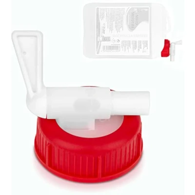Immagine di LABROTEC® rubinetto di scarico per 2 10 litri taniche in plastica DIN45, dosatore adatto anche alimenti, o beccuccio un pratico aiuto