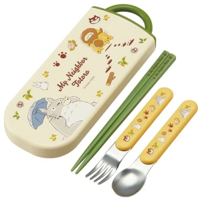 Immagine di Skater TACC2AG Set di bento per bambini, benti, cucchiai, forchette, posate antibatteriche, facili da aprire, scorrevoli, giapponese, Ghibli Totoro, ragazzi e ragazze
