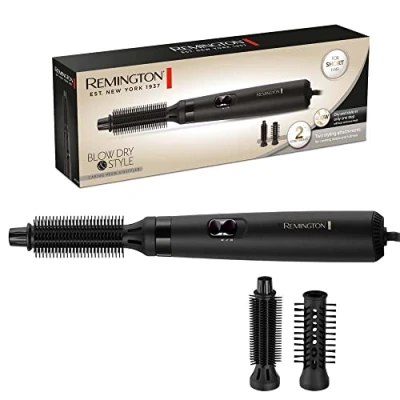 Immagine di Remington Spazzola ad Aria Calda 2 accessori: Rotonda da 19 mm e 25 Blow Dry&amp;Style: Asciuga Modella, ideale per i capelli più corti, livelli di riscaldamento soffiaggio, AS7100