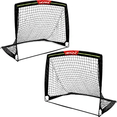 Immagine di Wiel Porta da calcio per bambini, 1,2 x 9,5 m, giardino, pieghevole, allenamento, calcio, rete pop up, con strisce riflettenti giocare di notte, bambini all&#039;aperto, interni, giochi