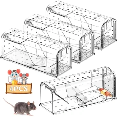 Immagine di BBLTIFF Trappola Per Topi, Premium Topi a Cattura Viva 4 Pezzi, Trappole Mouse Interni ed Esterni Riutilizzabile Interno La di Ratti e Altri Roditori