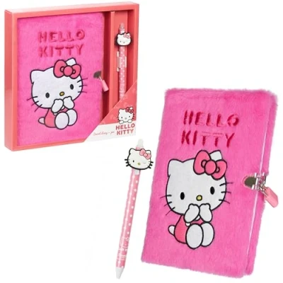Immagine di Hello Kitty A5 Diario con Lucchetto e Penna, Set Cancelleria (Rosa)