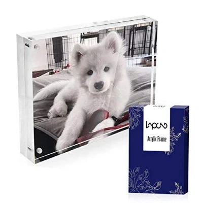 Immagine di Lapeno Acrylic Photo Frames, Magnetic Picture Frame Desktop Display with Gift Box Package 20mm Thickness Transparent for Family Home Office (5 * 7)