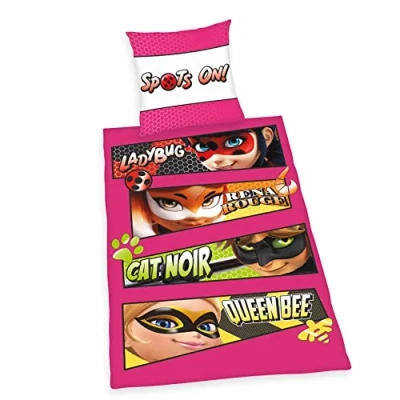 Immagine di Herding Set di Biancheria da Letto Miraculous, Federa 80 x cm, Copripiumino 135 200 Chiusura a Bottoni, Cotone