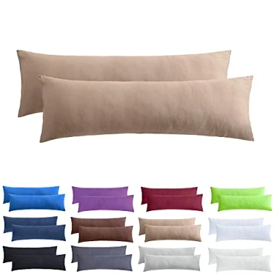 Immagine di NatureMark Confezione da 2 federe per cuscini in jersey, dormire lateralmente, cuscino il collo, conformi all’OEKO TEX, 40 x 145 cm, diversi colori e dimensioni, Sabbia/Beige