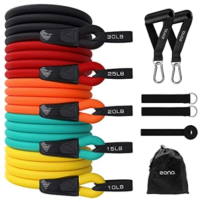 Immagine di 120 cm Fasce di Resistenza in Diversi Cinque Colori con moschettoni, nocche, Maniglie ECC., Adatto a Tutti per Allenarsi Ovunque, Fino 100 libbre