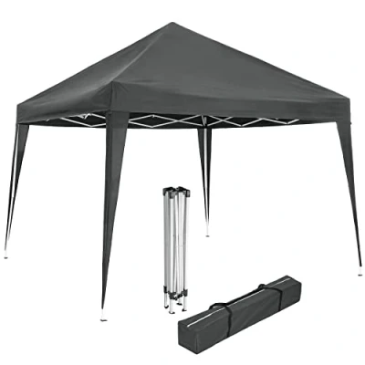 Immagine di tectake® Gazebo da Giardino Regolabile, Padiglione Esterno Resistente con Telaio in Acciaio, Esterno, Impermeabile, ai Raggi UV, 300 x 255 cm Grigio