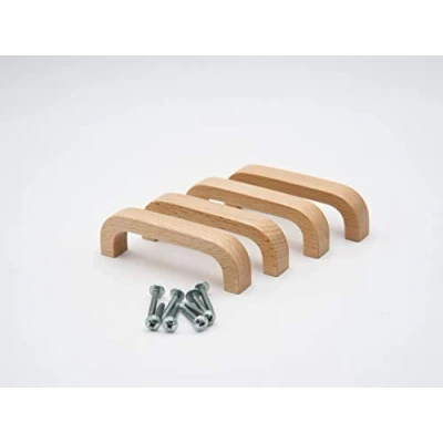 Immagine di JOWE 4 maniglie per mobili in faggio con viti di fissaggio, maniglia shubladen/superficie laccata, lunghezza 10,8 cm, distanza tra i fori 9,6 cm