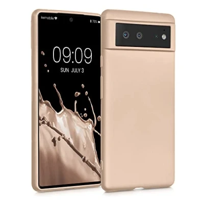 Immagine di kwmobile Custodia Compatibile con Google Pixel 6 Cover Back Case Morbida Protezione in Silicone TPU Effetto metallizzato oro