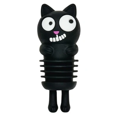 Immagine di moses. Ed the Cat Tappo in silicone per bottiglie, lavabile lavastoviglie, a forma di gatto, colore: Nero