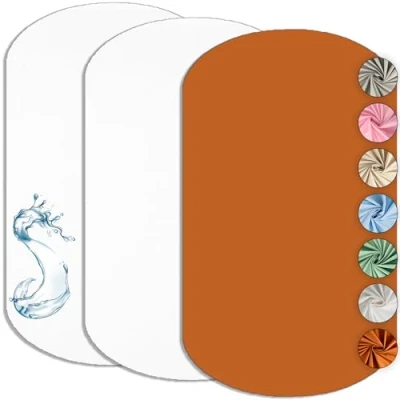 Immagine di Lenzuolo con angoli Cododo 60 x 80 cm (set di 2) compatibile Iora + 1 coprimaterasso impermeabile coododo Set 2 lenzuola Oeko TEX (bianco/cammello, cm)