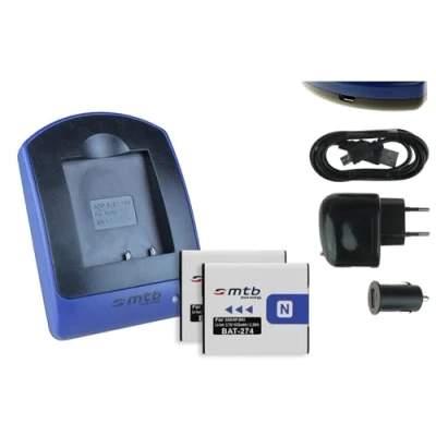 Immagine di 2x Batteria + Caricabatteria (USB/Auto/Corrente) NP BN1 compatibile con Sony Cyber shot DSC TX.. W.. WX.. QX.. v. lista