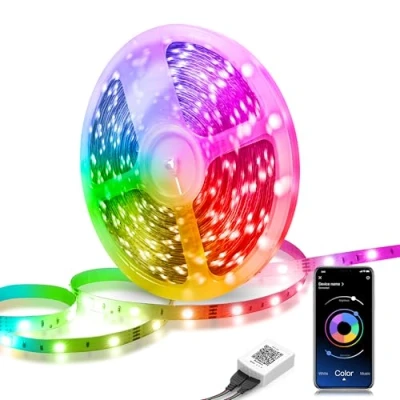 Immagine di Mellex Led Striscia, Strisce 15 Metri Luci Camera da Letto Bluetooth RGB con Telecomando, App Controllato, Cambia Colore la Musica Decorazioni Letto, Cucina, Bar, Festa