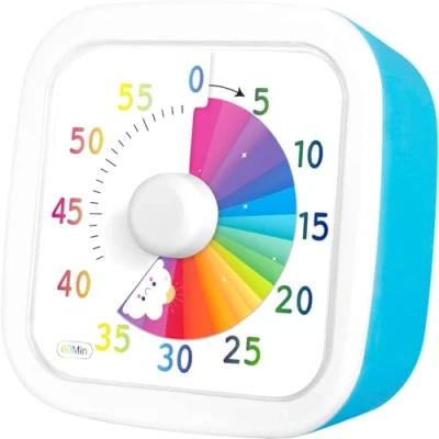 Immagine di NLMWTI Timer visivo Bambini, Cucina 60 Minuti Countdown Timer, silenzioso, Arcobaleno desktop strumento di gestione del tempo per bambini